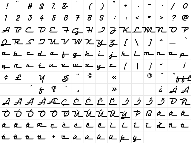 Hood Ornament Regular  glyph index