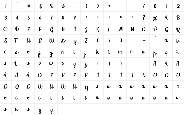Himsomnia Regular  glyph index