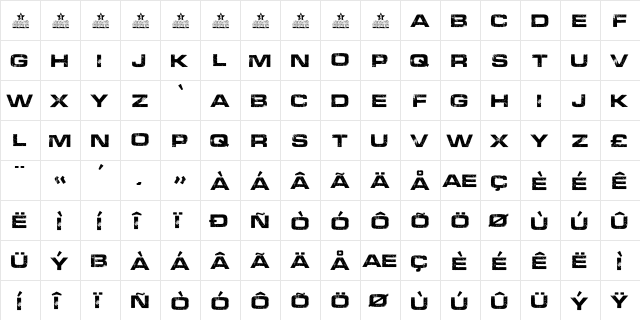 PROGRESS PERSONAL USE Regular  glyph index
