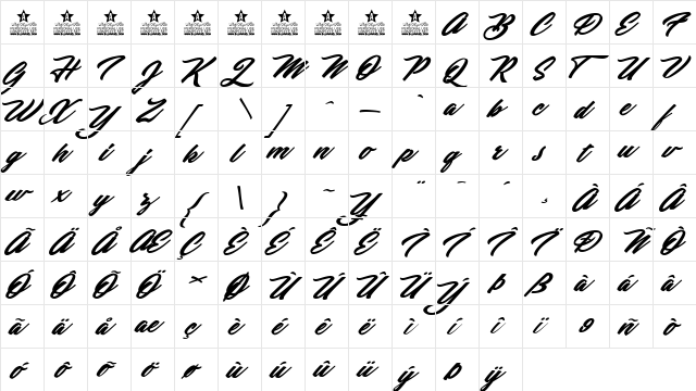 United Forces Personal Use Regular  glyph index
