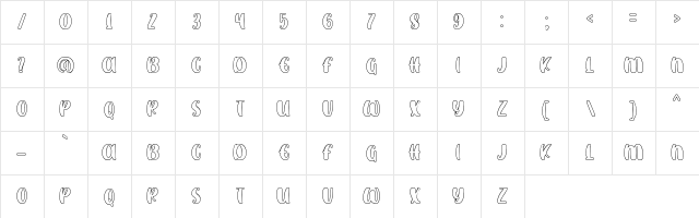 SWEET DUCK Personal Use Only Outline  glyph index