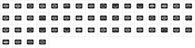 Formogram Squarish Regular  glyph index