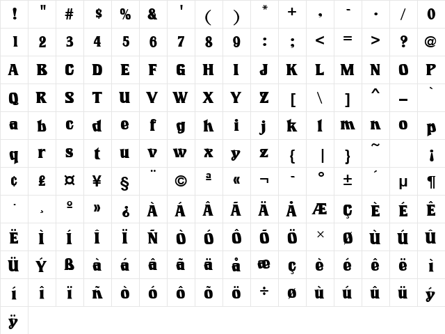 IntrospectURWTBol Regular  glyph index