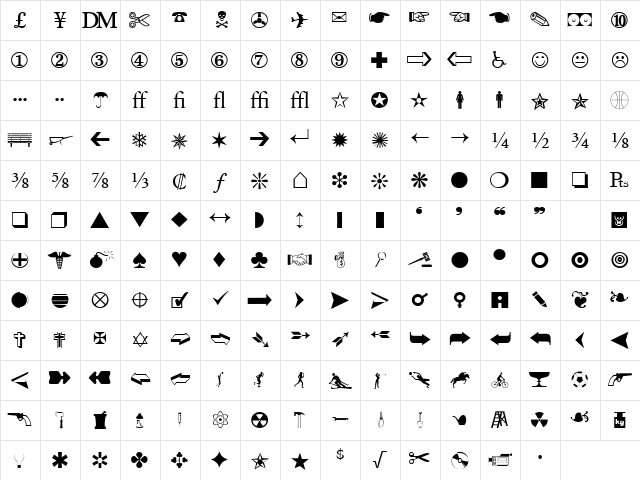 Business1 Normal  glyph index