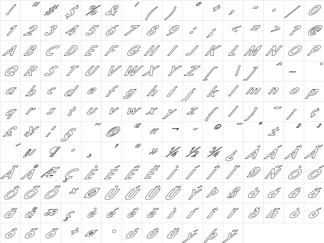 Hussar BdWodkaOut  glyph index