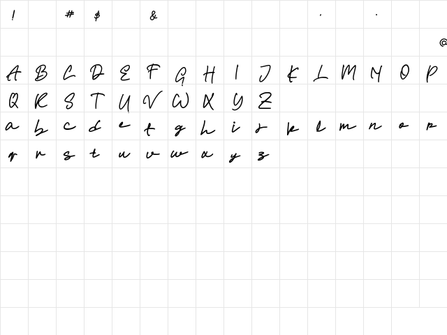 No More Nich Regular  glyph index