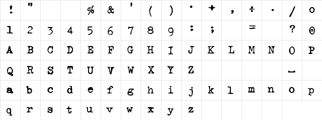 Virtual Ladder Regular  glyph index