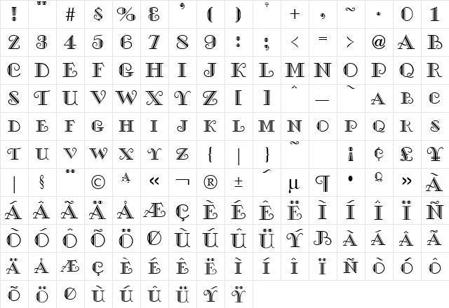 SaltbushExpert Normal  glyph index