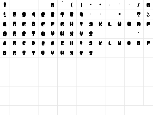 Atama__G Regular  glyph index