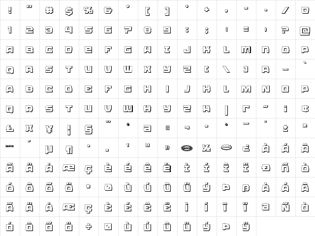 Olympic Carrier 3D Regular  glyph index