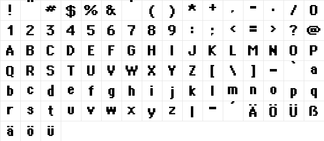 Supertext 02 Bold  glyph index