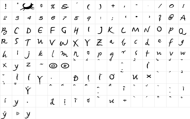 VNIBaybuom Normal  glyph index