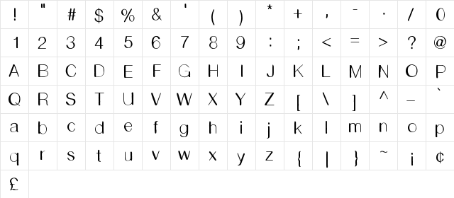 Shmooper Medium  glyph index