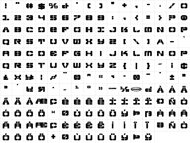 Vyper Bold Expanded Bold Expanded  glyph index