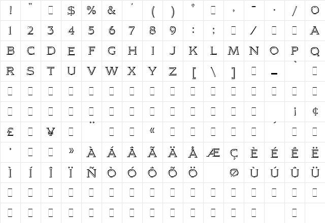 Citation LET Plain  glyph index