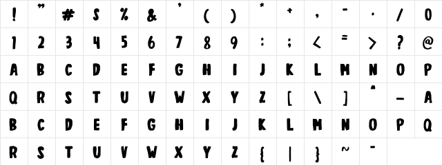 Coconut House Regular  glyph index