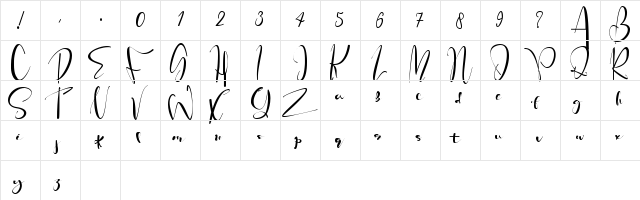 Peach Queen Regular  glyph index