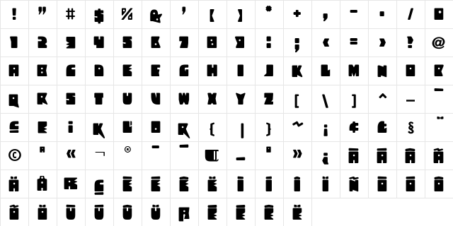 Bronz Medium  glyph index