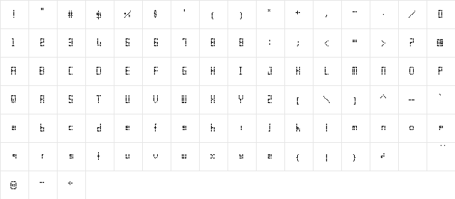 New pixels Regular  glyph index