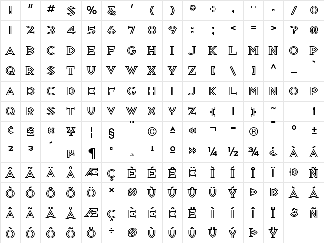 Republik Serif ICG 03 Regular  glyph index