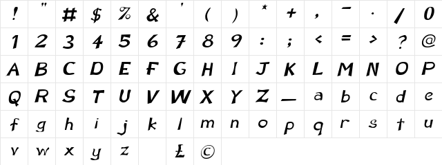 KaronSSK Italic  glyph index