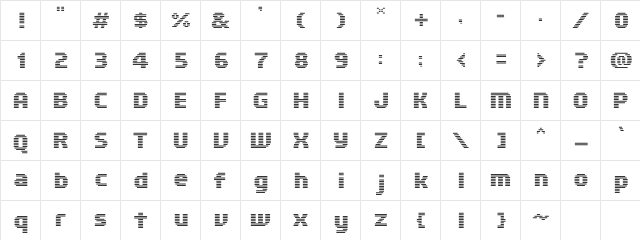 Cardew Six Regular  glyph index