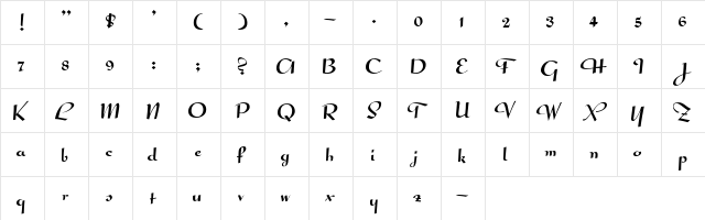 CallifontsA08PostScript Regular  glyph index