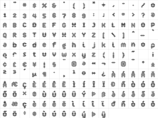 Overcross Regular  glyph index