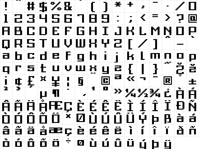 Grixel Acme 9 Regular Bold Regular  glyph index