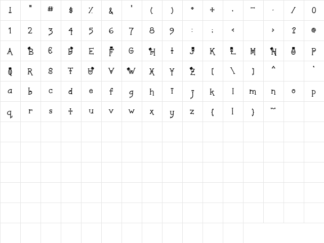 LD Top Hat Regular  glyph index