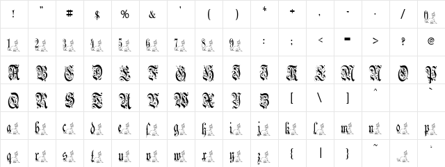 RoastTurkey Regular  glyph index