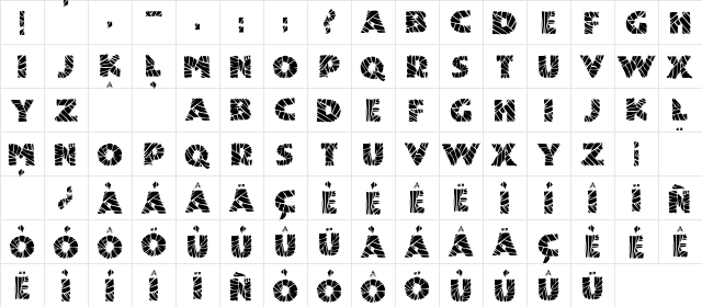 JMH Mummy Fill Regular  glyph index