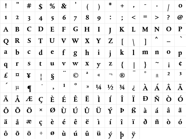 DTLAlbertinaST Bold  glyph index