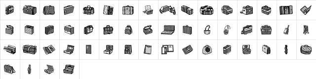 Bags and stuff II Regular  glyph index