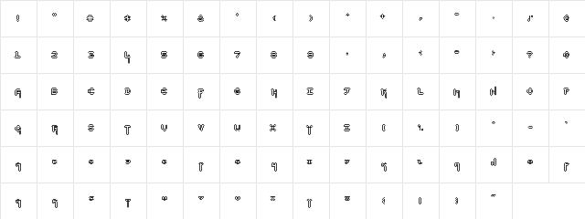 Kelunia Outline Regular  glyph index