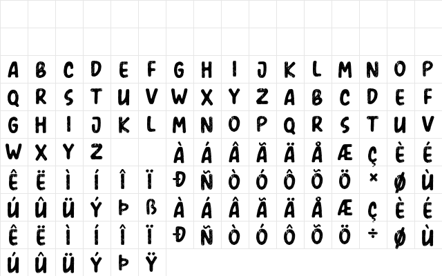 Amerio Rough Regular  glyph index