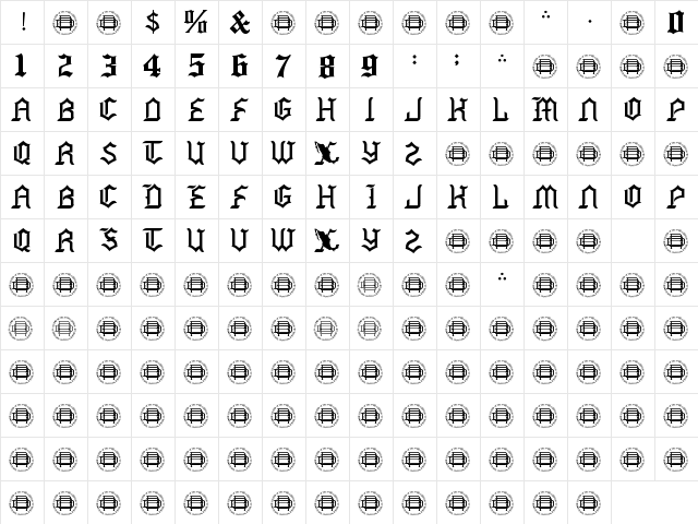 Mexside Demo Regular  glyph index