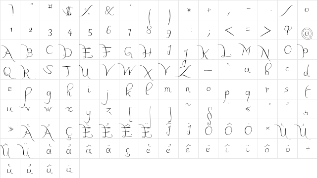 JBCalli Regular  glyph index