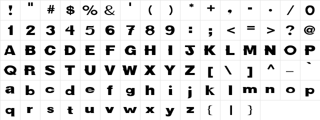 NewBold Wd Regular  glyph index