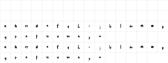Swanky Regular  glyph index
