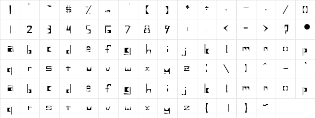 Untitled 2 Regular  glyph index