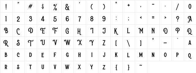The Wanters DEMO Regular  glyph index