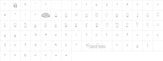 OrganDonorSkin Regular  glyph index