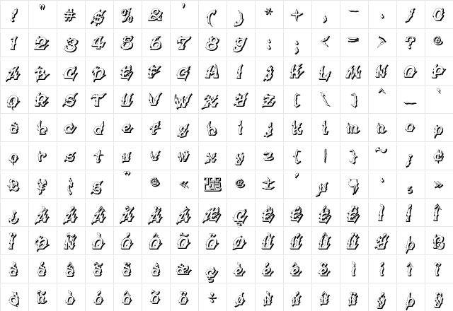 Xanax Regular  glyph index