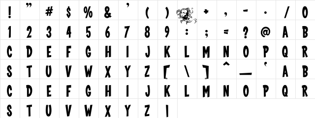 Screebie Regular  glyph index