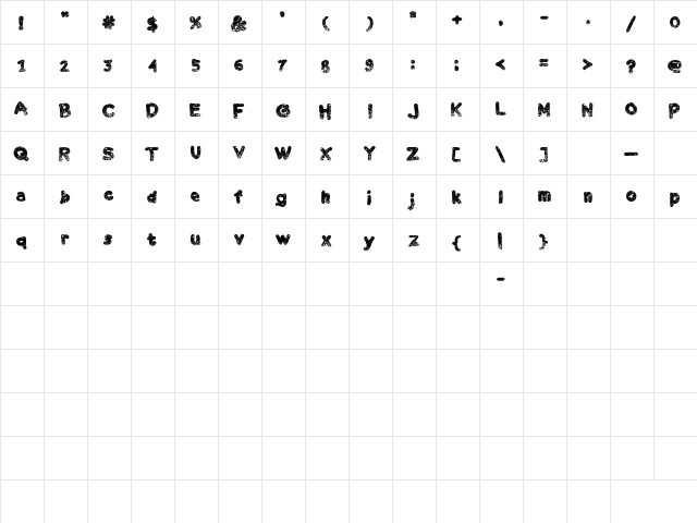 Chalk Scratches Rough Bold  glyph index