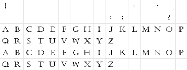 Kastellar Bold  glyph index