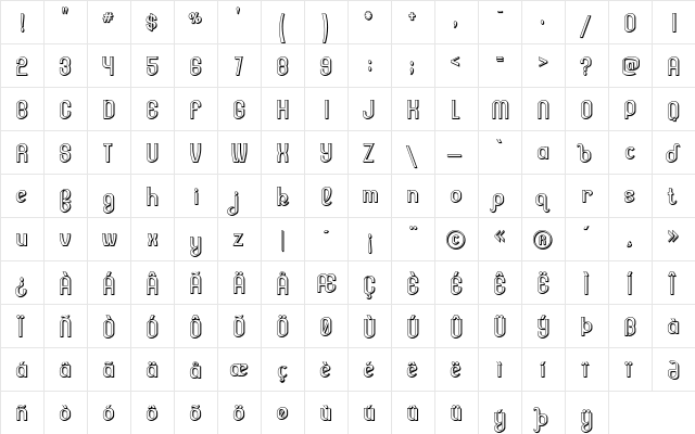 Lesser Concern Shadow  glyph index