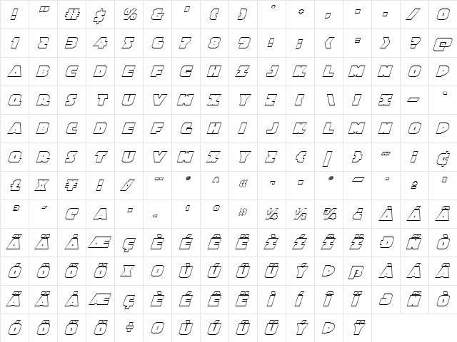 Jedi Special Forces Outline Italic Italic  glyph index