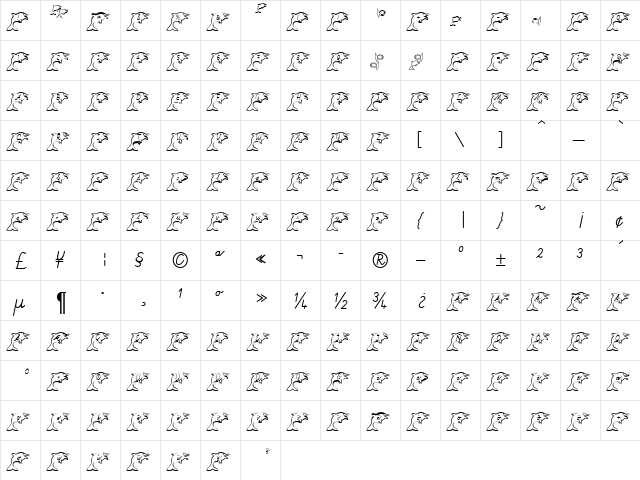 Fishdance Becker Normal  glyph index